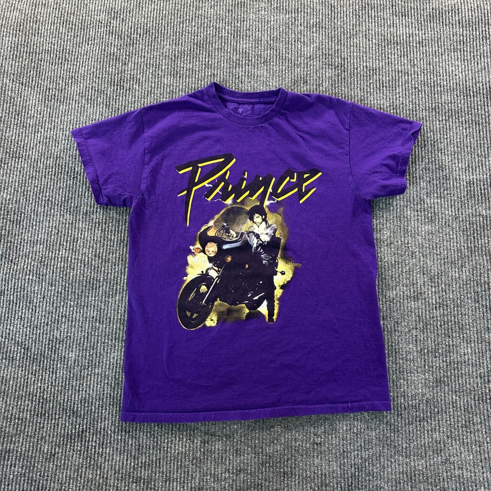 Prince Purple Rain Motorcycle Graphic T Shirt Size M Purple Cotton Short Sleeve